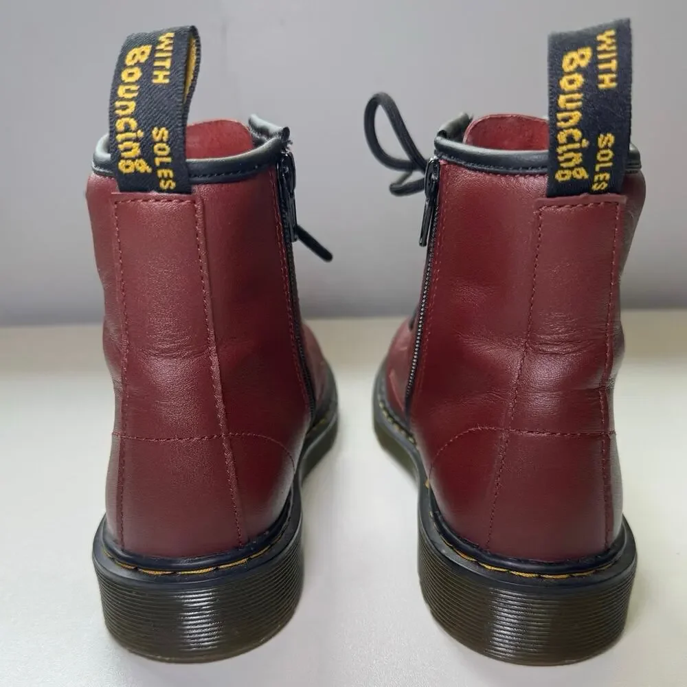 Dr. Martens 1460 Junior Cherry Red Leather Ankle Boots Girls Size 5 Men Size 4